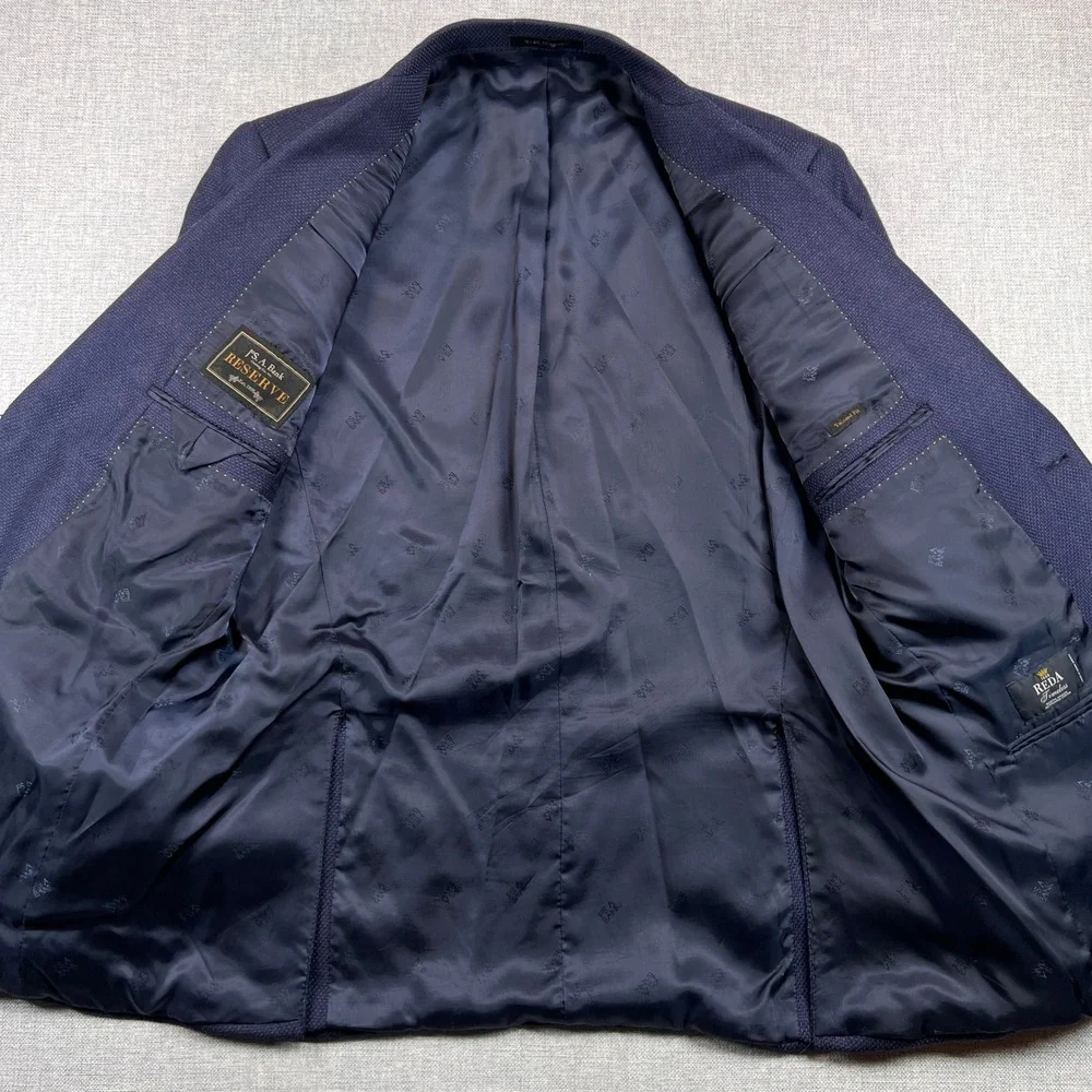 Jos. A. Bank Reserve Wool Cashmere Blazer Sport Coat Men 44L Navy Reda Italy